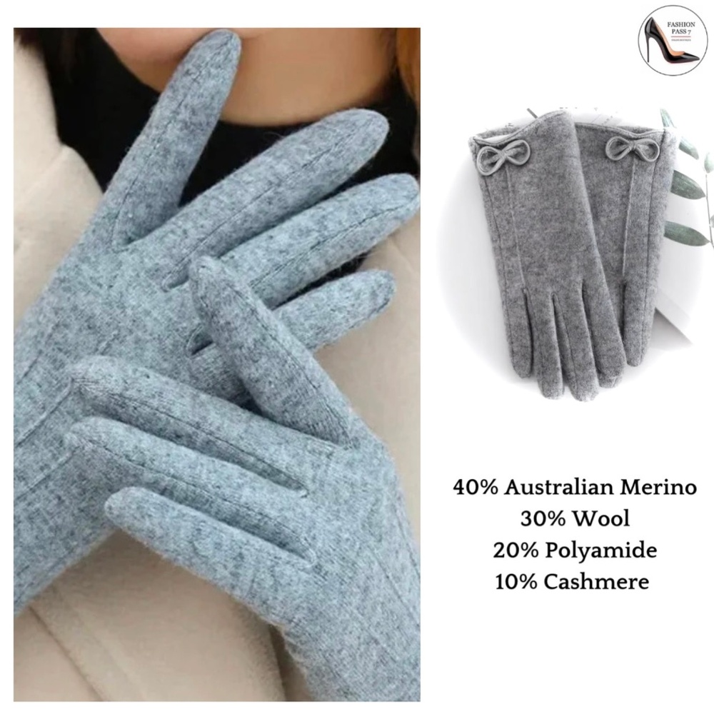 Luxury Cashmere Merino Wool Gloves Classic Grey Driving Winter Warm Cozy Gloves